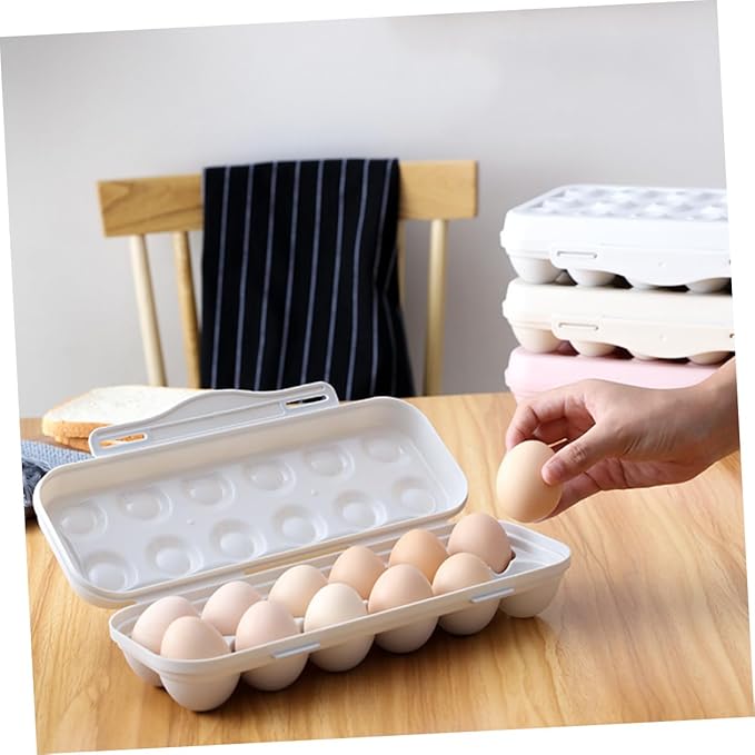 NUOBESTY Stackable 12 Grids Egg Storage Container Lid Refrigerator Egg Holder for Kitchen Organization