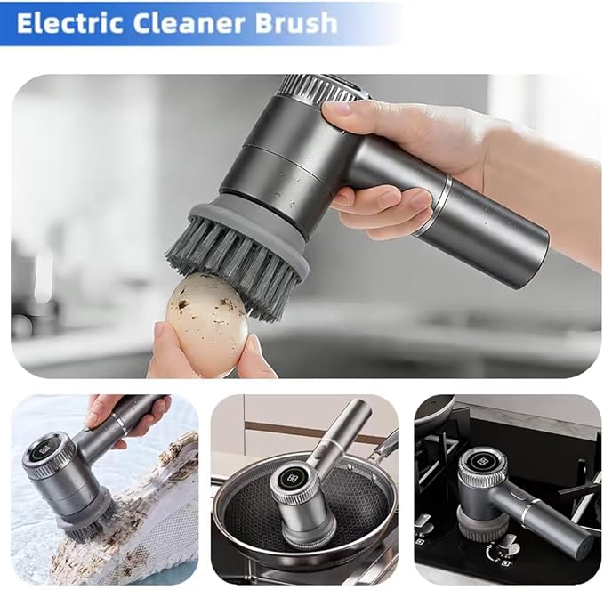 Layver Electric Egg Cleaner Brush Rechargeable Powerful Egg Washer for Fresh Eggs & Vegetable Brush with Battery Level Display,3 Speed Settings + 5 Replaceable Heads,Waterproof Design (Black)
