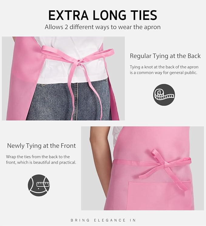 Syntus Adjustable Bib Apron with 2 Pockets Cooking Kitchen Aprons for Women Men Chef