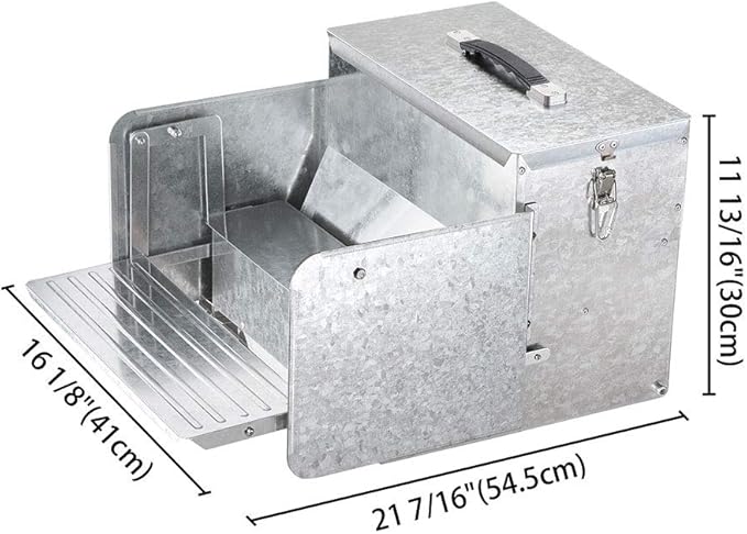 Yescom 26lbs Automatic Treadle Chicken Feeder Portable with Lock Rat Proof Weatherproof Galvanized Steel Trough Poultry Farm Tank 12L for 6-12 Chicken 10 Days