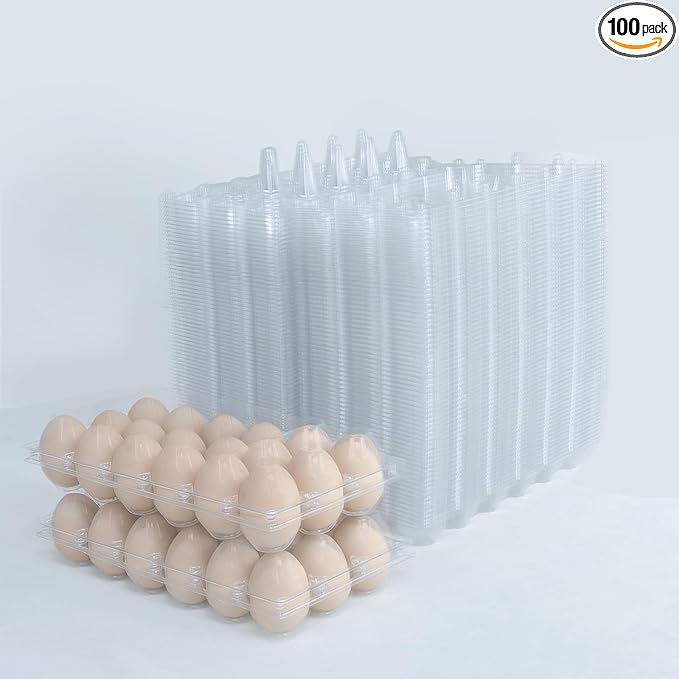 100packs 18-Egg Cartons Cheap Bulk, 3 * 6 extra large Clear plastic egg cartons for Family, Farm, Markets, Display