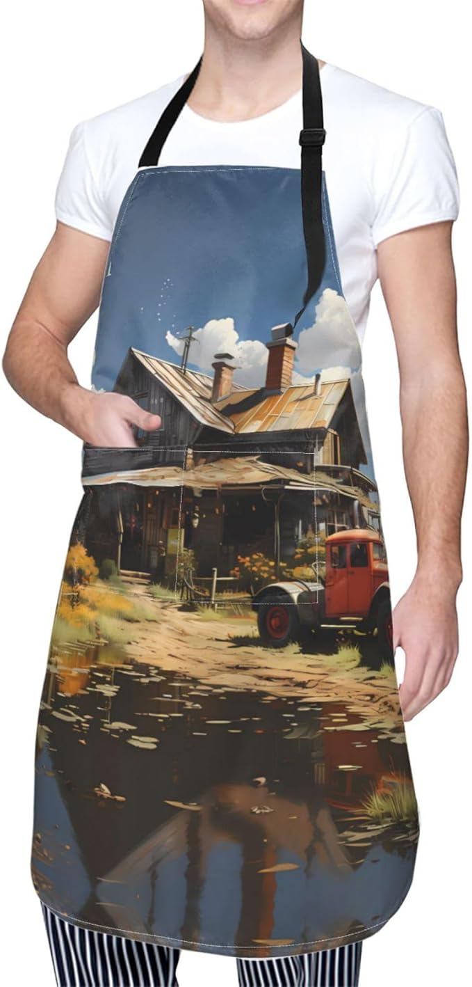 Tyrannosaurus rex Heavy Duty Waterproof Apron with Pockets for AdultsResistant Grilling, Gardening, Painting