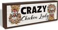 Funny Chicken Decors, Crazy Chicken Lady Sign, Hens Rooster Farm Decor, Chick Coop Sign, Rustic Framed Wooden Plaque, Farmhouse Home Decor 9.5x3.1x1 inches