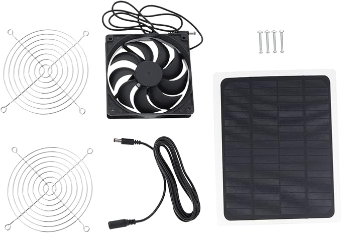 1set Solar Powered Small Fan for Chicken Coop and Greenhouse Portable Cooling for Hot Days Energy Saving Solar Fan