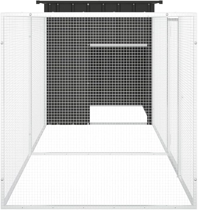 Large Galvanized Steel Chicken Coop, Outdoor Metal Poultry Run for Small Animals, Expandable Walk-in Hen House with Lockable Door, Anthracite