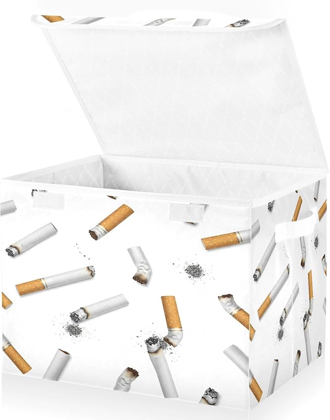 Scattered Smoke Pattern Storage Bins with Lids Foldable Storage Basket with Handles Collapsible Large Fabric Organizer Containers for Clothes Shelves Closet Office Home