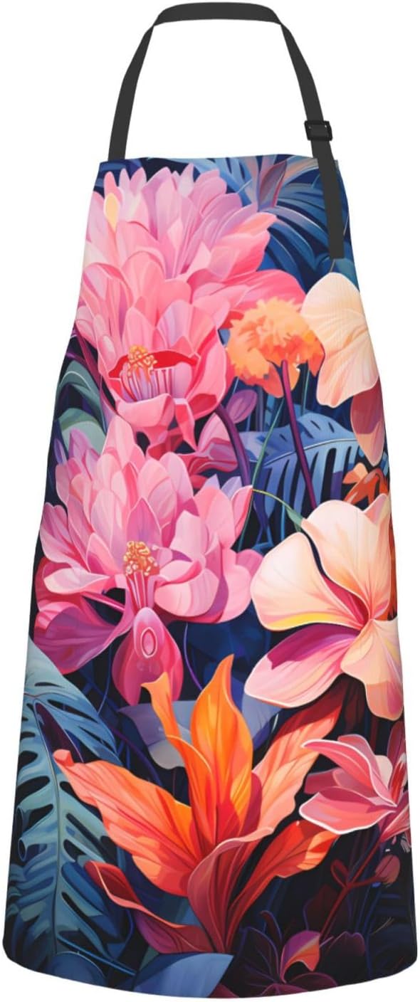 Dogs and Roses Heavy Duty Waterproof Apron with Pockets for AdultsResistant Grilling, Gardening, Painting