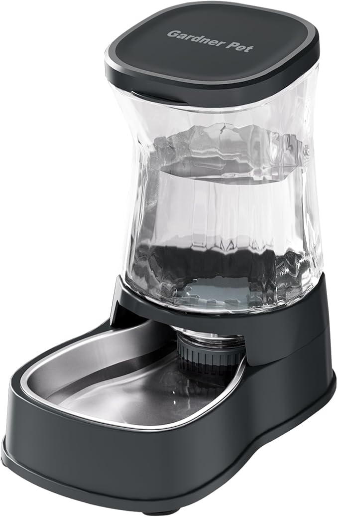 Gardner Pet Automatic Dog Water Dispenser Gravity Stainless Steel Water Waterer Feeder, 100% BPA-Free Large Capacity Water Feeding Bowls for Medium & Large-Sized Dogs Cats Other Pets -(1 Gallon)
