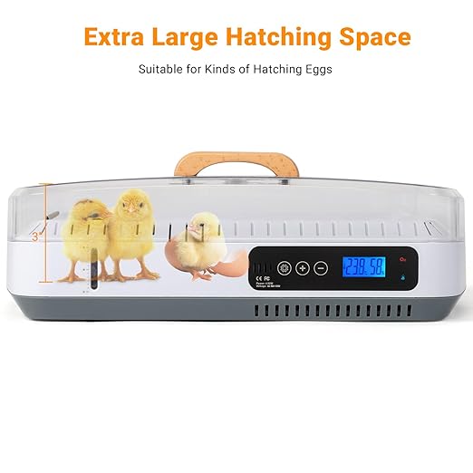 35-Egg Incubator with Automatic Egg Turning, Digital Temperature & Humidity Control, Water Alarm – Hatcher for Chicken, Duck, Goose, Quail, Pigeon & Bird Eggs