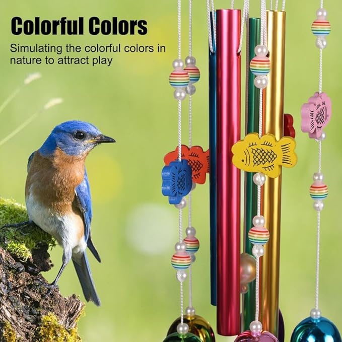 Chicken Toys for Coop with Colorful Bells, Colorful Bird Wind Chime Enrichment Toys, Hanging Chick Peck Toy Hens Brooder Accessories for Hens Chicks Poultry Parrot Parakeet Budgerigar Lovebird