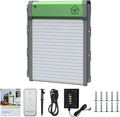 Automatic Chicken Coop Door Solar Powered Aluminum Alloy Chicken Door with Timer/Light Sensor/Remote Control/Manual Mode(Green)