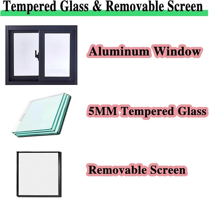 Black Aluminum Frame Garage House Window, 26x22in / 66x56cm Security Sliding Window Home, 50 48 46 44 40 38 36 34 32 30 28 26 24 Inch, Vinyl Basement Slider Replacement Window