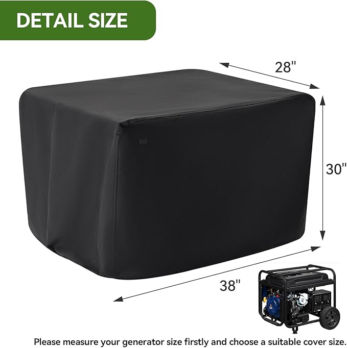Waterproof Generator Covers for Outside, Heavy Duty Thicken 900D Polyester Fabric Portable Generator Covers Universal Fits for Most Generators 10000-15000 Watt, Black (38"L x 28"W x 30"H)