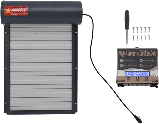 Roll Up Gray Chicken Coop Door Automatic Timing Control Opener for Poultry Farms