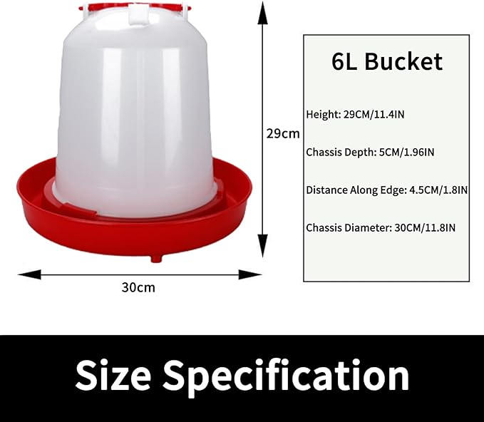 Poultry & Bird Water Dispenser 6L, 4-Pack – Easy to Refill Hanging Chicken Waterer for Ducks, Quail, and Small Birds