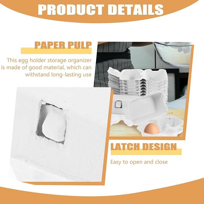 Paper Egg Cartons 2 Count 3x4 Paper Pulp Egg Cartons 50PCS Reusable No Breakage for Refrigerator Farm Market Travel Bulk Duck Tray Crates.
