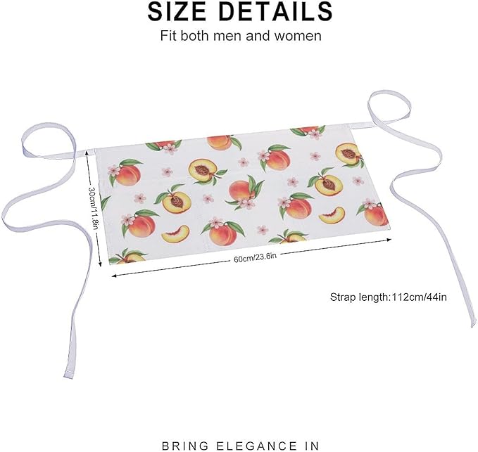 Unisex Apron for Cooking Server Waitress Half Waist Apron with 3 Pockets