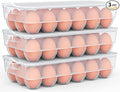 Clear Covered Egg Holder 3-Pack, Plastic Egg Storage for Refrigerator, Egg Tray Container with Lid, Fits 18 Eggs