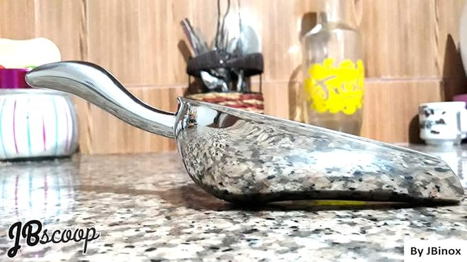 JBscoop Ice scoop, Small Metal Food Candy Scoop for Kitchen Bar Party Wedding – 6 Ounces, 8.5 Inch