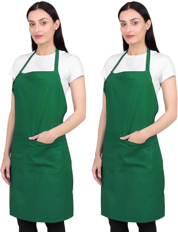 Kitchen Apron Cotton Waterdrop Resistant with adjustable Aprons for Women with Pockets 9 Color option Cooking