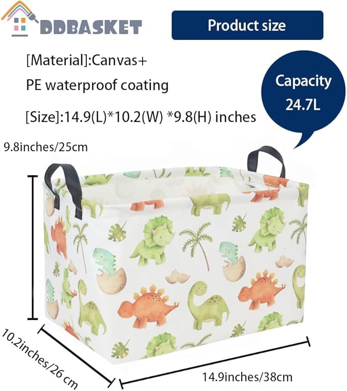 Dinosaur Baskets Kids Storage Basket Baby Gift Basket Rectangular Cute Toy Storage Bin Box Organizer Book Shelf Bins Dinosaur Room Decor(Cute dinosaur)