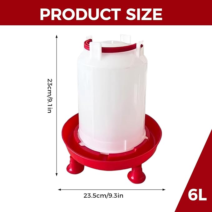 Heated Chicken Waterer 3L Thicken Plastic, Removable Chicken Water Heater with Leg Support & Handle, Poultry Waterer No Waste for Coop, Heated for Chickens, Water