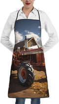 Red Tractor Kitchen apron with one pocket, oil and stain resistant, unisex, adjustable.