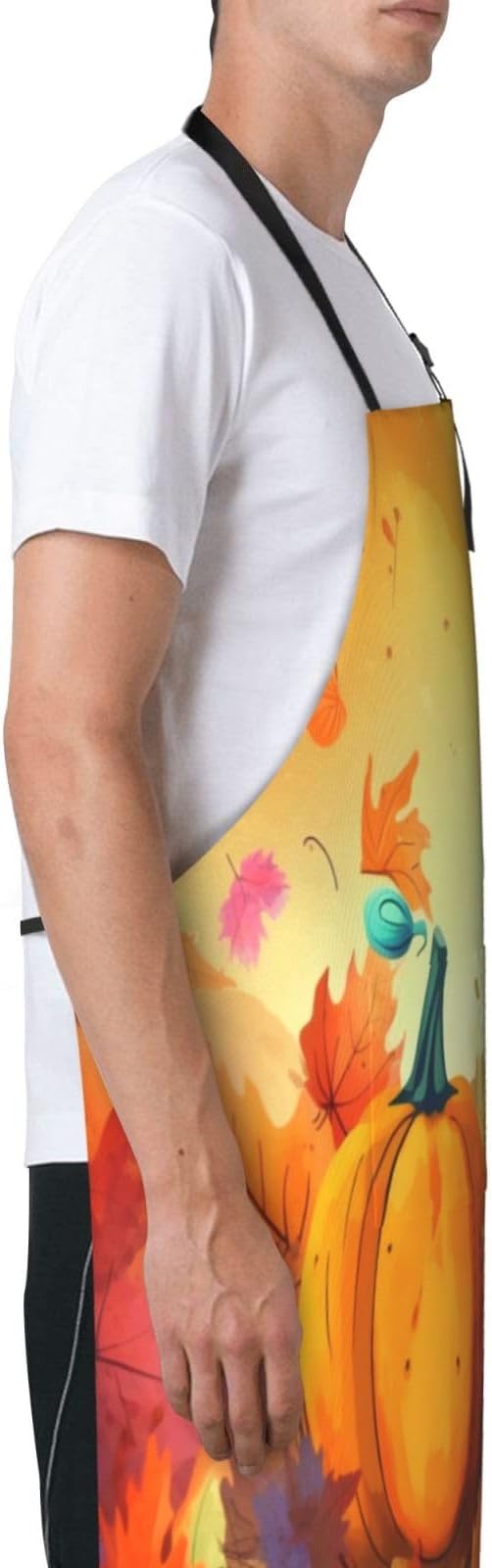 Shark Jumping Home Aprons 2 Pockets 33"×28" for Men Women, Ocean Sea Waterproof Kitchen Cooking Bib
