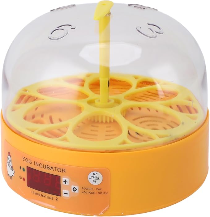 Pyhodi 6 Egg Incubator, Automatic Temperature and Humidity Control, Visual Observation, Suitable for Chicken Duck Eggs, Low Noise Automatic Egg Turning Incubator for Hatching (US Plug