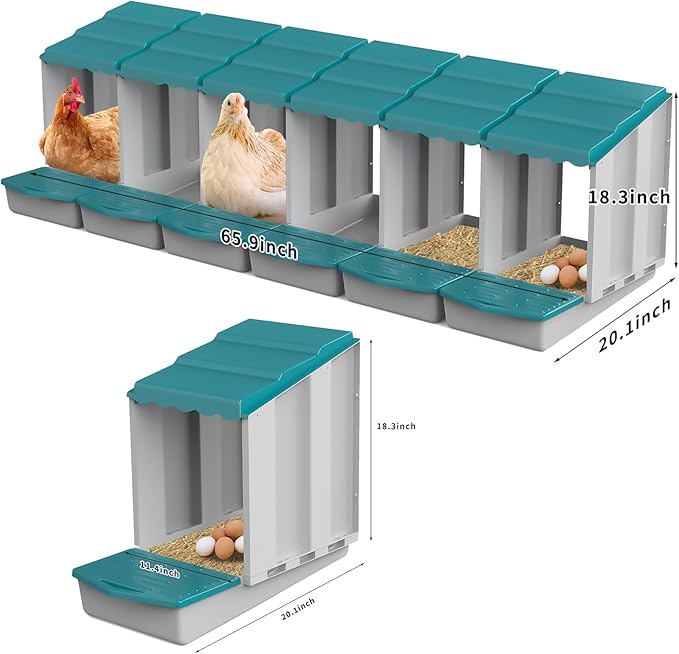 Nesting Boxes for Chickens, Roll Away Chicken Nesting Boxes with Egg Collection for Easy Picking & Protecting Eggs, 6-Compartment Chicken Laying Boxes for Hens, Easy to Clean & Install