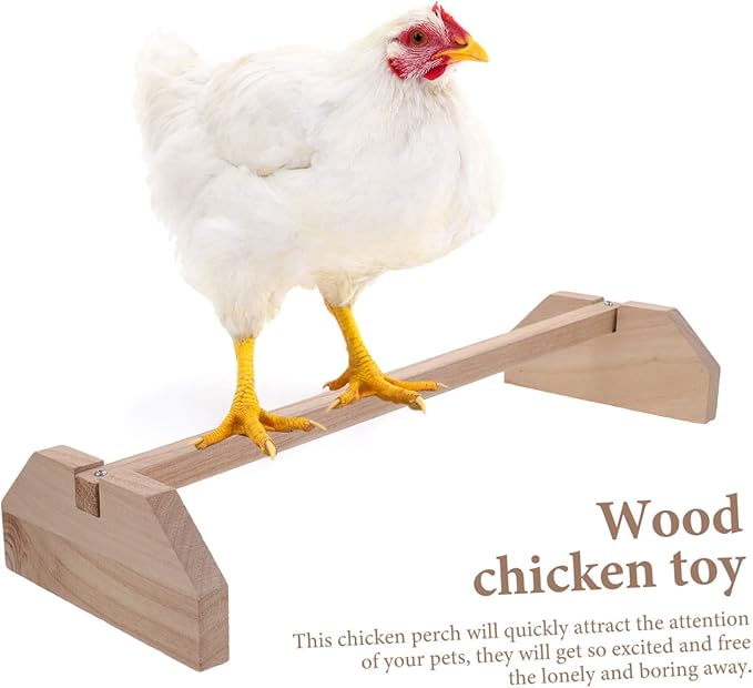 Happyyami Wooden Chick Perch Stand for Chickens and Birds Durable Natural Wood Roosting Bar Comfortable Perch for Brooder Coop and Farm Use