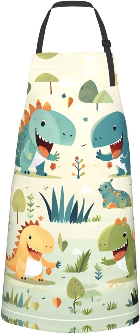 Dogs and Roses Heavy Duty Waterproof Apron with Pockets for AdultsResistant Grilling, Gardening, Painting
