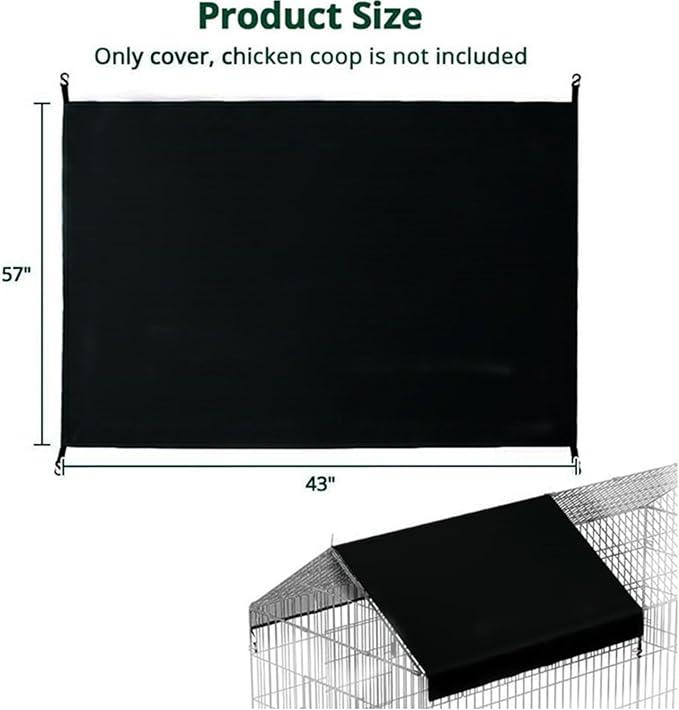 Chicken Coop Cover, Waterproof Chicken Runs Cover For Winter, Chicken Coop Fence Insulation Shed Cloth, 57 X 43 In, Easy To Install, Black