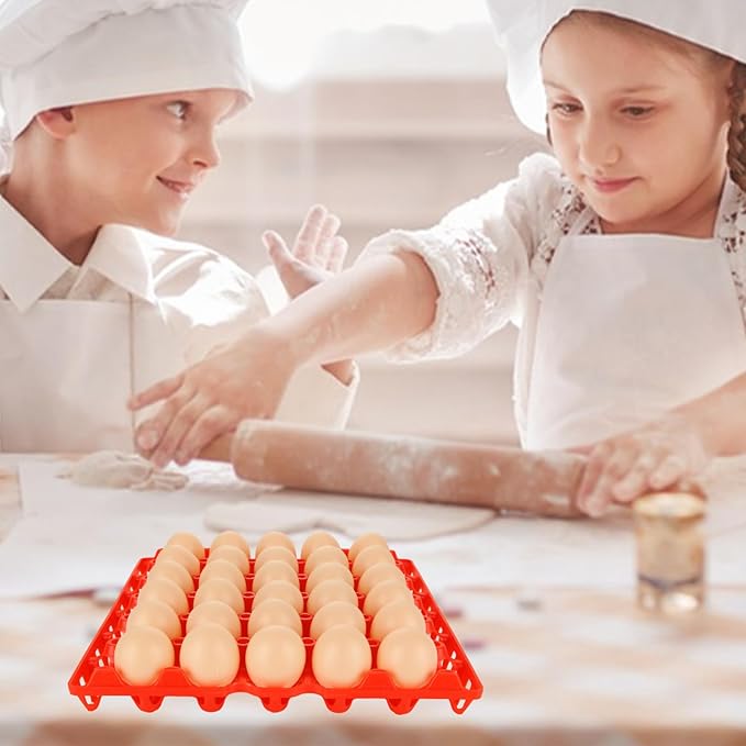 12 Pack Plastic Egg Tray, Red Bulk Egg Cartons 30-Egg Flats, Stackable Egg Racks Egg organizer Crates, Plastic egg crate Farm Products for Storing, Sorting, Shipping Eggs