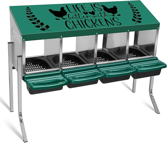 TGEYD Chicken Nesting Box 4 Holes, Nesting Boxes for Polutry, Nesting Boxes for Laying Eggs, with Chicken Perch, for 4 Up to 16 Chickens