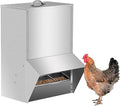Automatic Chicken Feeder System - 30-50lb Capacity Galvanized Feeder Metal Trough for Poultry and Rabbits,50lb