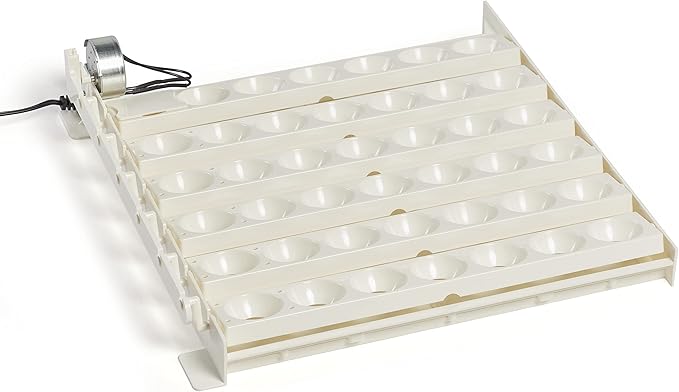 Farm Innovators Automatic Egg Turner, 41 Spot Chicken Egg Turning Tray with Thermometer for Improved Hatching Rate - Compatible with Select Incubators