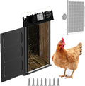 Automatic Chicken Coop Door Solar Powered With Timer,Lcd Display Chicken Door With Light Sensor,4 Modes,Abnormal Alarm,Chicken House Door For Chicken, Duck, Goose, Poultry,Gear