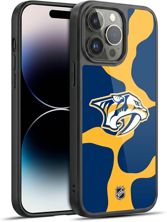 Head Case Designs Officially Licensed NHL Cow Pattern Nashville Predators Gel Armor Case [Military Grade Drop Protection] Compatible with Apple iPhone 14 Pro Max