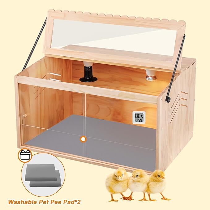 Chick Brooder Box, Brooder Box for Chicks, Pine,Quail Cage, Duck Brooder, Quail Cages, Ideal for Chicks, Ducks, Quails, Hamsters and Lizards, 23.6'L x 15.8'W x 15.8'H.