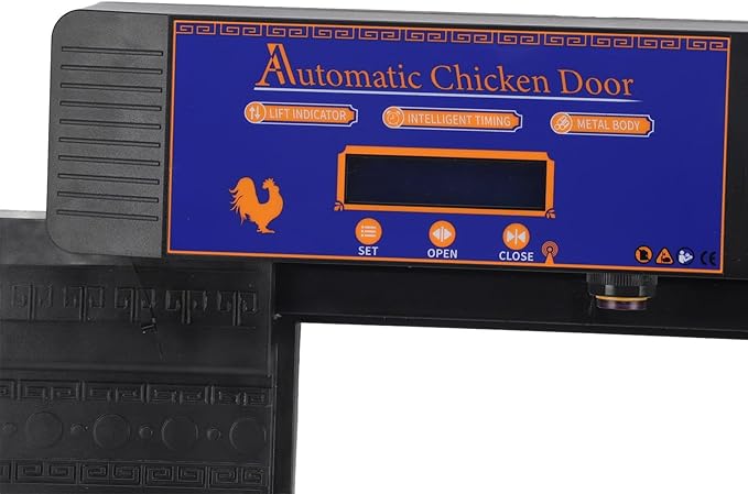 Automatic Chicken Coop Door Opener with Timer and Manual Mode Double Open Type LED Display Infrared Sensor Anti Pinch for Chicken Duck Goose Poultry Farm (US Plug)