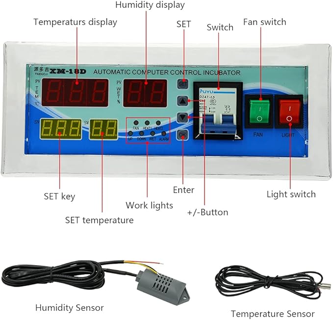 Full Automatic Egg Incubator Controller XM-18D Temperature and Humidity Controller