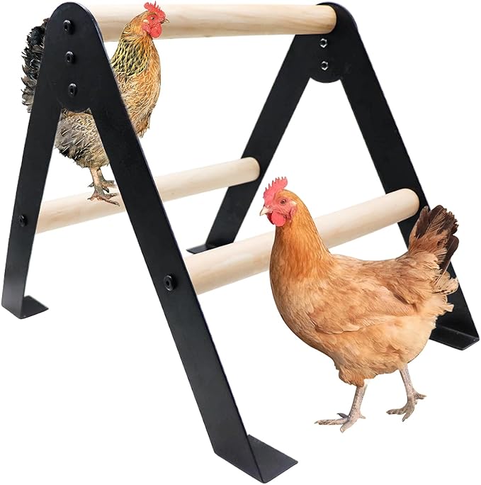 Chicken Roosting Bars, Wooden Perch with Metal Stand, Roosting Bars for Coop, Coop Accessories, Chicken Enrichment Toys