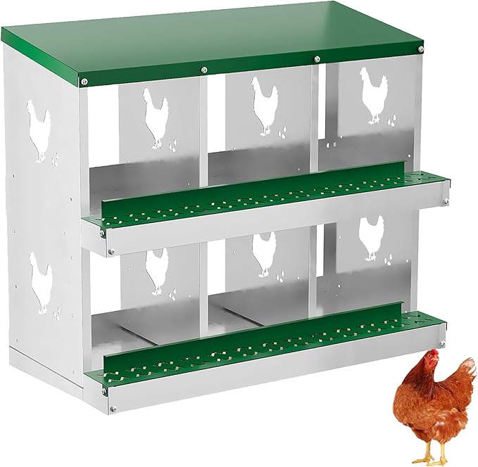6 Holes Chicken Nesting Boxes, Nesting Boxes for Chickens, Easy to Clean and Install, Chicken Laying Box for Outdoor Chicken Coop Farm Yard, Green