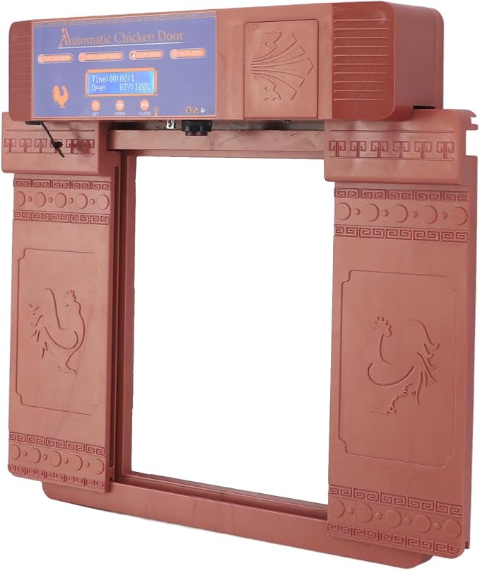 Automatic Chicken Coop Door, Double Doors IP45 Solar Automatic Chicken Coop Door, Intelligent Multiple Modes Infrared Prevent Pinch for Chicken for Poultry (Antique