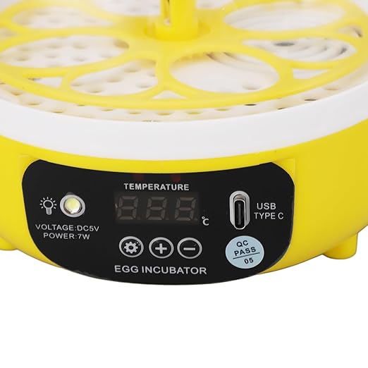 Mini Egg Incubator, Automatic Temperature Humidity Control, 4 Eggs Capacity, Transparent Lid, Multifunctional Hatching for Chicken, Quail, Duck Eggs, with Egg Turner, Humidity (Manual Turning)