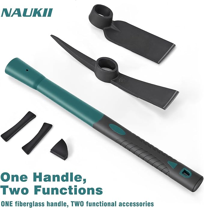 2pcs Gardening Picks with 1pcs Handle Multi-Functional Garden Hoe Pick Axes for Digging