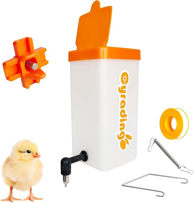 1L Hanging Automatic Waterer System Chick Drinker Cups Automatic Fill Poultry Watering Cup Used for Cage (Orange, 1)