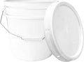 3.5-Gallon Bucket with Airtight Lid – Made in USA, Food Grade BPA Free Plastic, Heavy Duty Multi-Use, Metal Handle with Grip, Stackable Storage – White, 1 Pack