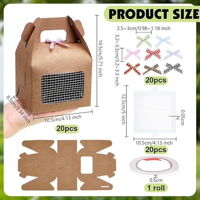 OLYCRAFT 20Pcs Chicken Party Favor Boxes Foldable Chicken Box with Bowknot Paper Straw Adhesive Nets Farm Animal Party Boxes Complete Farm Animal Box Kit Decoration for Chick Farms Theme Partys
